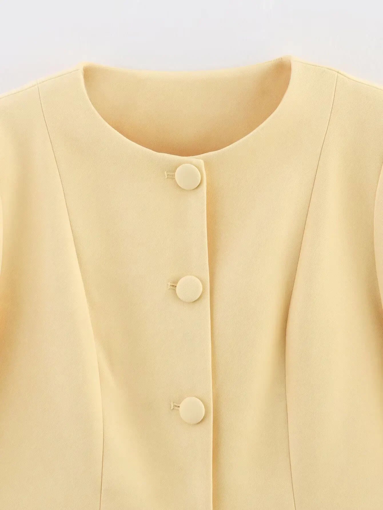 Blazer Feminino Amarelo Manga Longa Elegante para Escritório e Casual