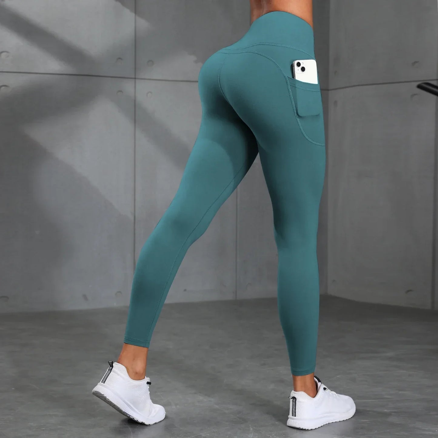 Legging Esportiva Modeladora Cintura Alta - Tecido Compressivo com Bolsos para Treino