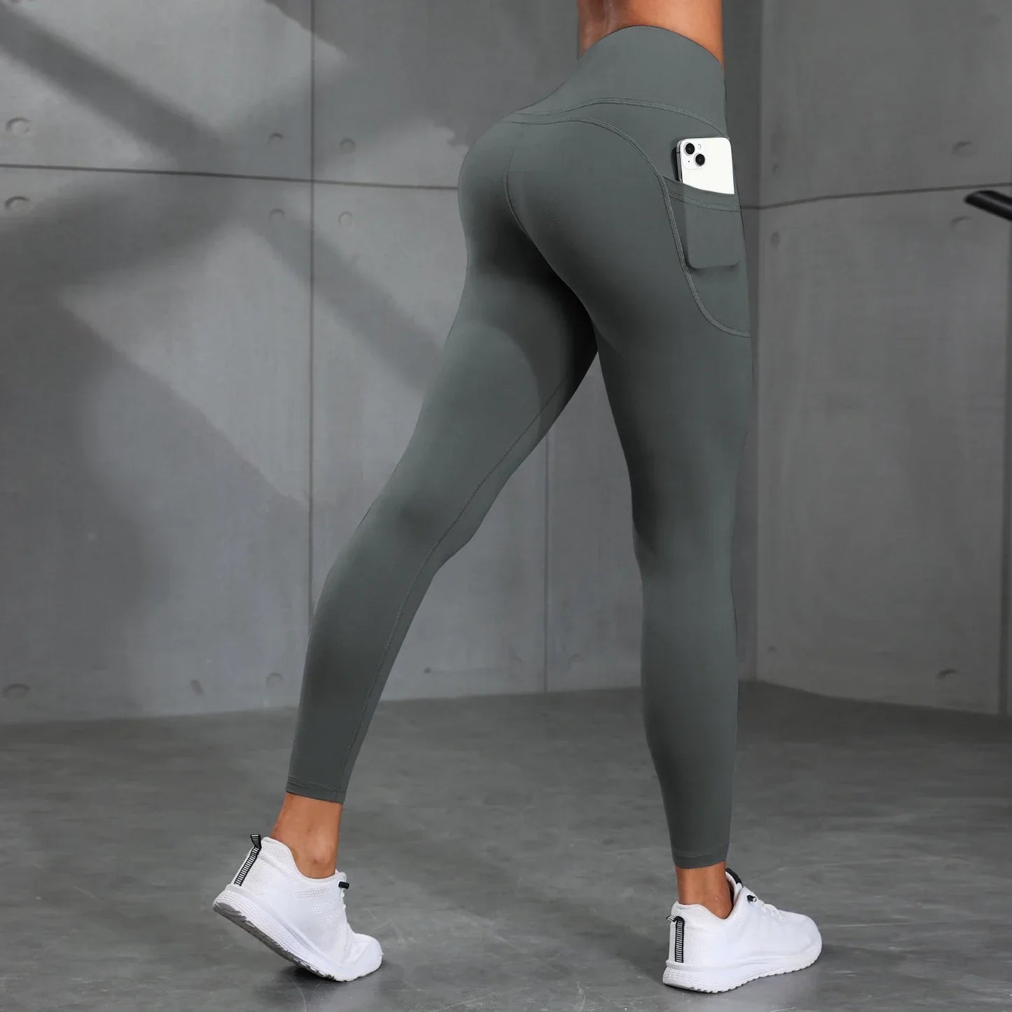 Legging Esportiva Modeladora Cintura Alta - Tecido Compressivo com Bolsos para Treino
