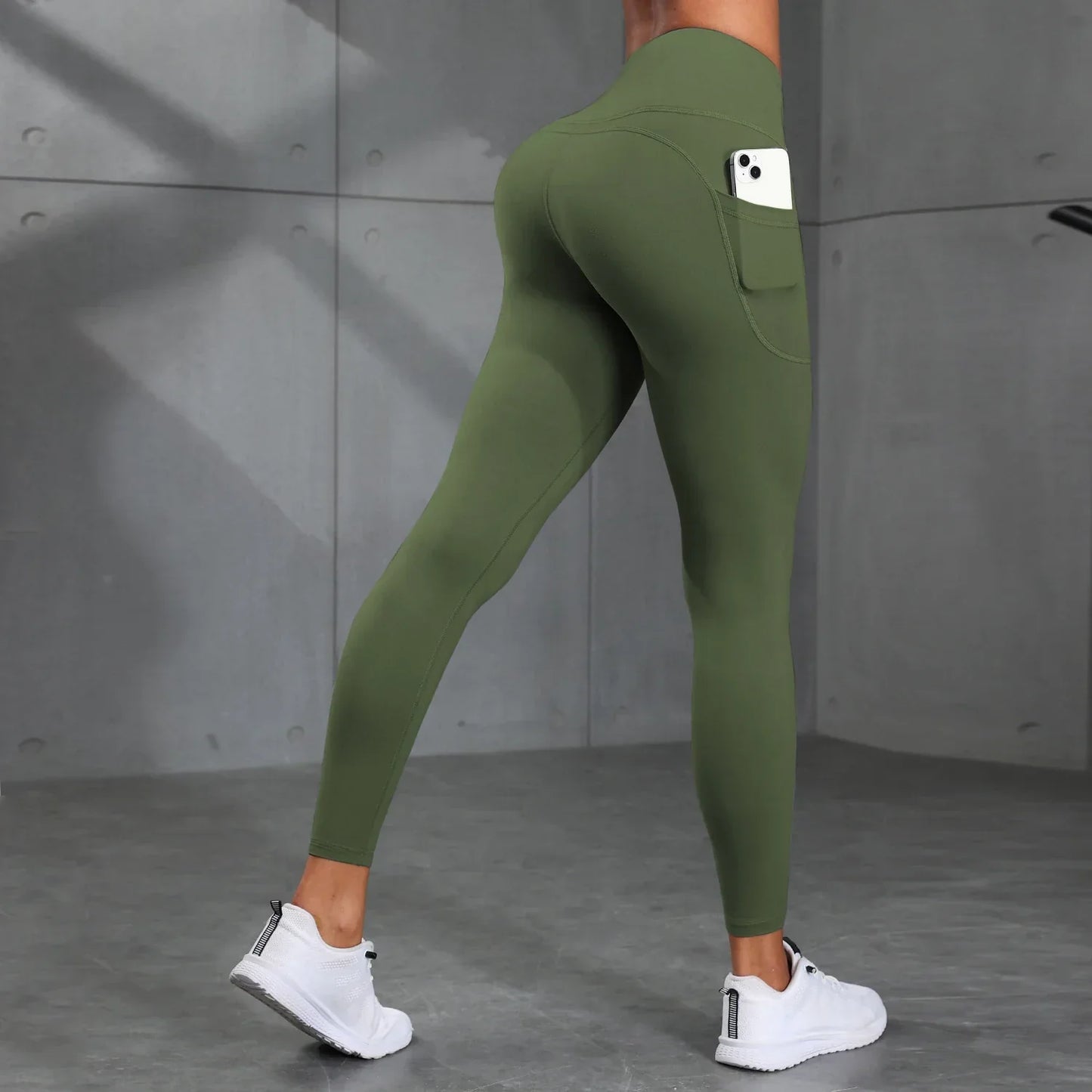 Legging Esportiva Modeladora Cintura Alta - Tecido Compressivo com Bolsos para Treino