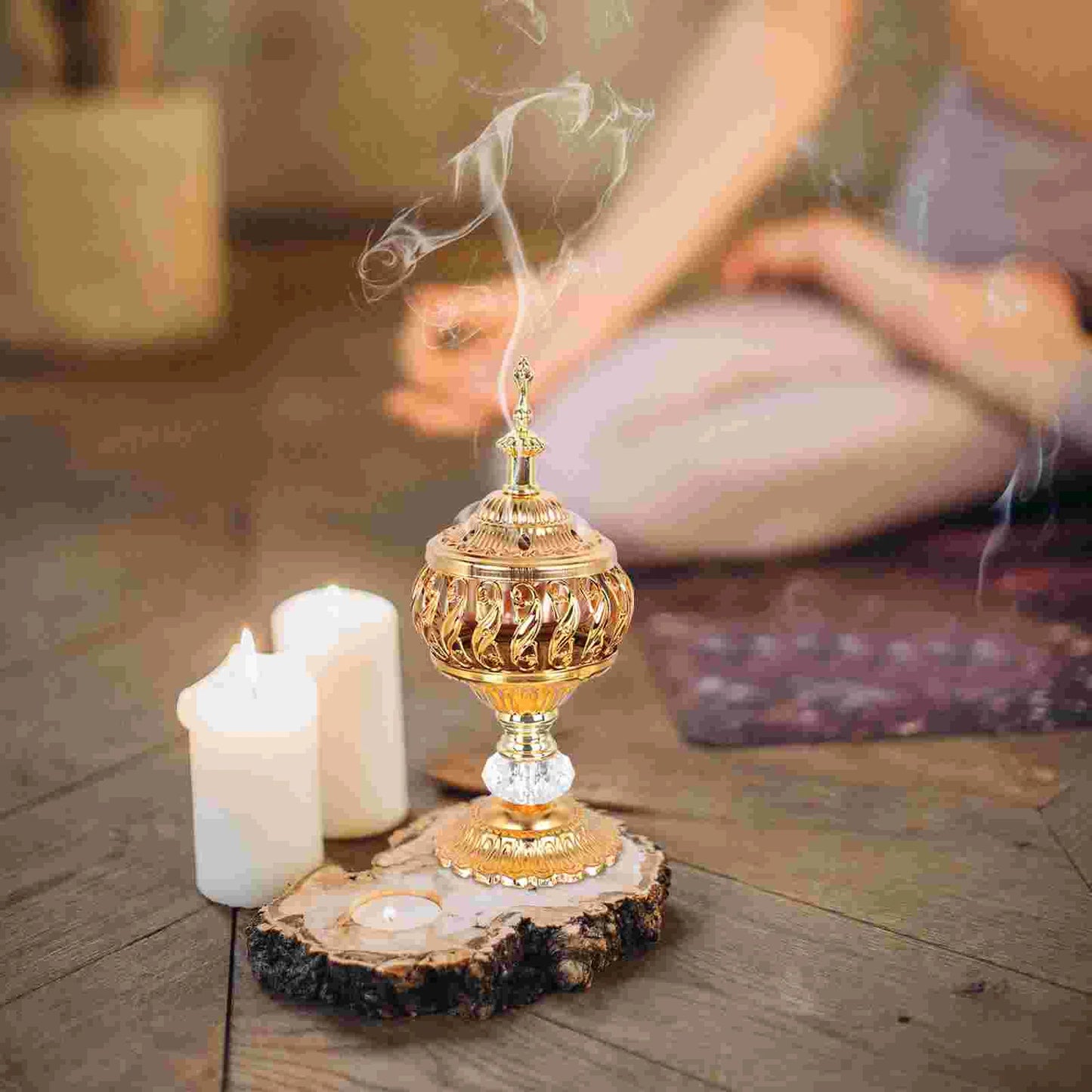 Suporte Cristal Velas Lótus Vintage Difusor Aromas