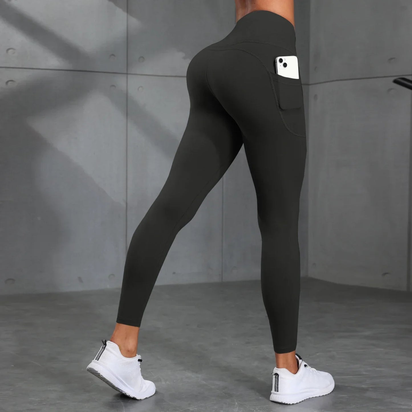 Legging Esportiva Modeladora Cintura Alta - Tecido Compressivo com Bolsos para Treino