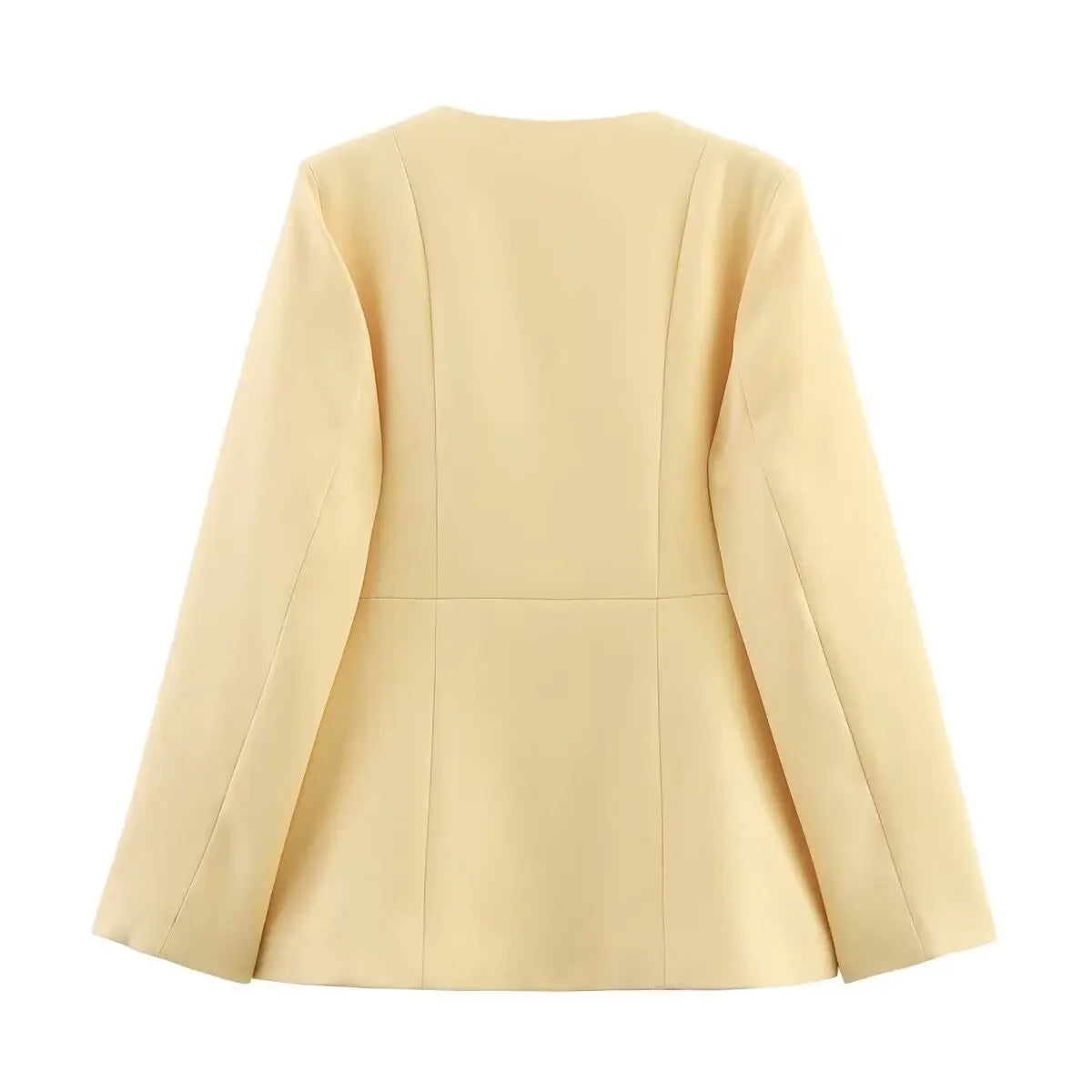 Blazer Feminino Amarelo Manga Longa Elegante para Escritório e Casual