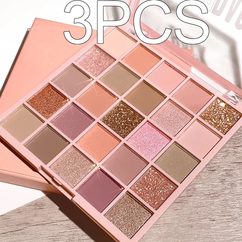 Kit Sombras 25 Cores  Brilho Pérola Tons Neutros Acessível