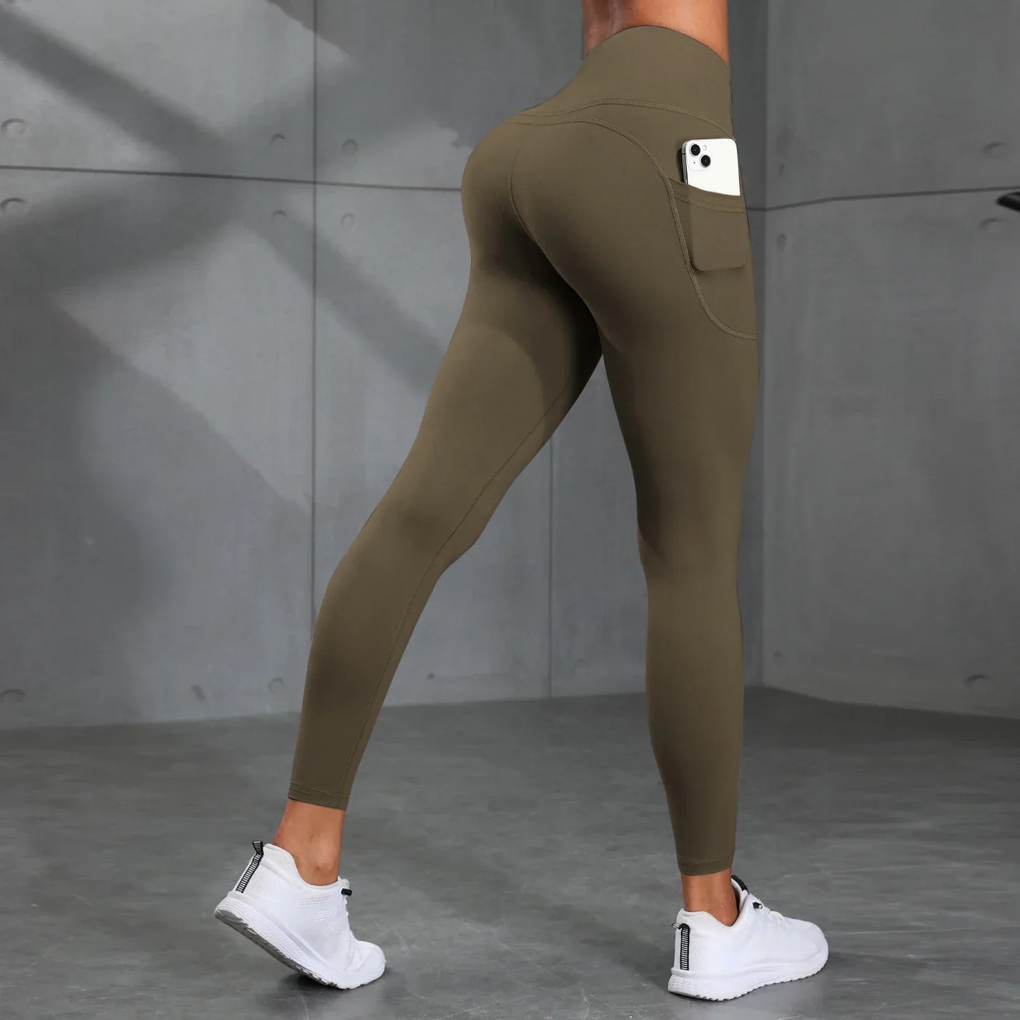 Legging Esportiva Modeladora Cintura Alta - Tecido Compressivo com Bolsos para Treino