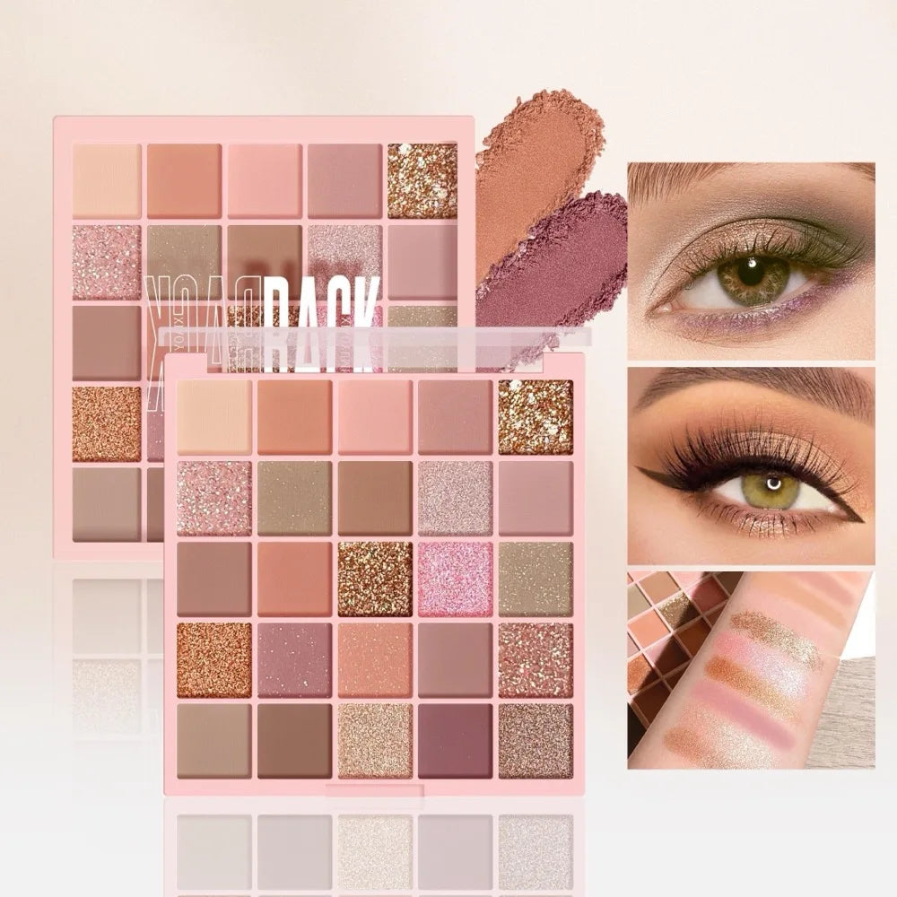 Kit Sombras 25 Cores  Brilho Pérola Tons Neutros Acessível