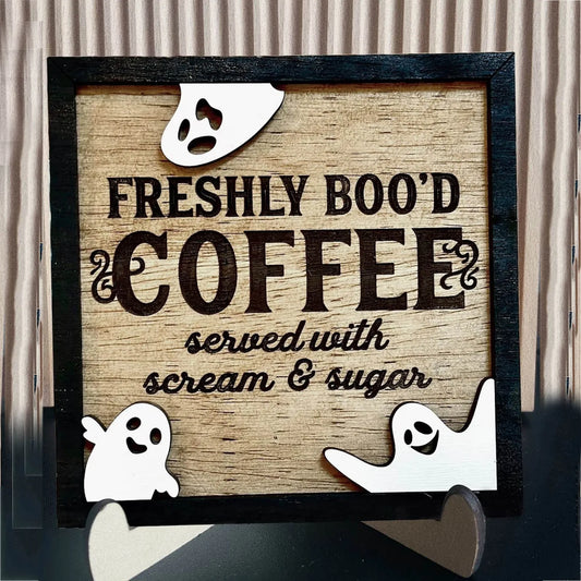 "Placa Decorativa Halloween Café"